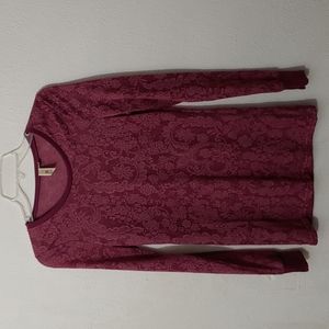 BKE Women's Long Sleeve Lace Top- size M, EUC *like new*